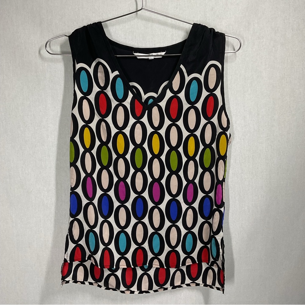 Trina Turk Multicolor Graphic Print Silk Tank